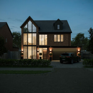 Exterior View Property Type C at Dusk